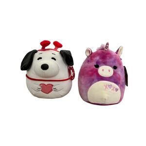 Squishmallow Peanuts Valentine 8" Snoopy and Lola the Tie-Dye Unicorn 8"